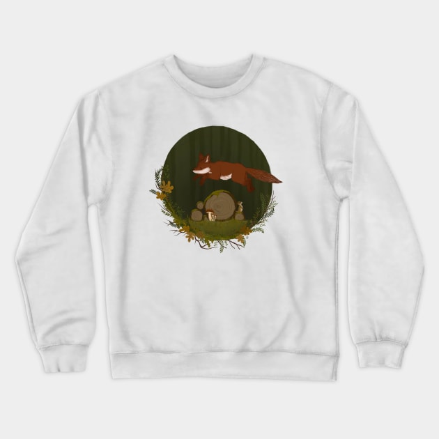 Forest Fox Run Crewneck Sweatshirt by JessieFroese